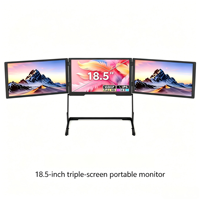 Moniteur triple écran 18,5'' FHD 1080P IPS ultra-fin / Moniteur triple portable USB-C Plug-and-Play pour ordinateur portable Mac Win