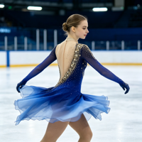 Robe de compétition de patinage artistique en tissu maille souple, ornée de strass scintillants, à manches longues, pour adultes et enfants, pour spectacle sur glace