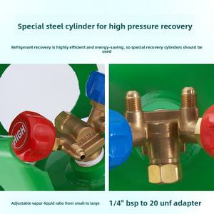 Cylindre de récupération de réfrigérant RIEUQ <span class=keywords><strong>R410</strong></span>/22, unité de stockage frigorifique, climatiseur, <span class=keywords><strong>bouteille</strong></span> de récupération de fluor réutilisable de 12 L, évaporateur - Product Image 2