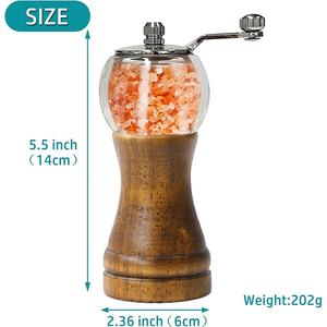 Set di macinapepe in legno acrilico di design 2 pezzi strumenti di spezie <span class=keywords><strong>da</strong></span> cucina riutilizzabili in metallo manico palmare smerigliatrice per sala <span class=keywords><strong>da</strong></span> <span class=keywords><strong>pranzo</strong></span> - Product Image 4