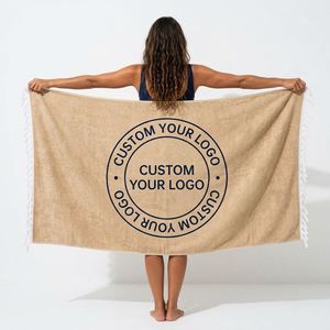 Serviette de plage surdimensionnée en coton 100% personnalisée, 30x60 pouces, 400 g/m², absorbante, vente en gros, fournitures hôtelières, OEM - Product Image 1