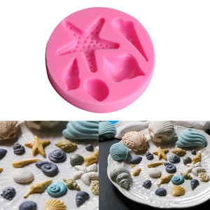 Ocean Series Starfish Conch Silicone Mold Circular Fondant Cake Decorating DIY Molds For Birthday Party - Product Image 1
