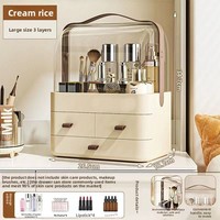 Organisateur de soins de la peau en plastique durable avec couvercle, 2 tiroirs, couvercle transparent, capacité de 3 à 6 L, pour le rangement des cosmétiques dans la salle de bain