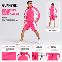 Fabrication sur mesure de survêtements rose et blanc, ensemble veste à capuche et short, OEM, marque privée, vente en gros de vêtements de sport