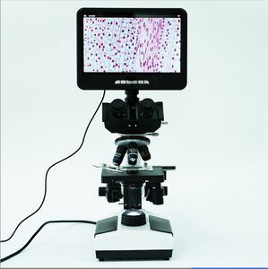 C-107T + LCD 삼안현미경 1600 배율 이중층 이동 플랫폼 교육 현미경 생물학 실험실 - Product Image 5