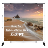 Stand Banner Latar Belakang yang Dapat Disesuaikan 8x8 Kaki, Stand Poster, Stand Display Latar Belakang Step and Repeat