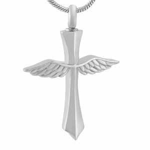 <span class=keywords><strong>Angel</strong></span> wings Kalung guci peringatan kenang-kenangan kalung liontin kremasi salib keberuntungan besi tahan karat wadah liontin perhiasan - Product Image 2