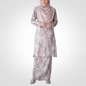 SIPO Eid Baju Raya Malaysia Baju Kurung Pahang Woman Fashion Muslim Wanita Dress with Cetakan Bunga Modern Kurung