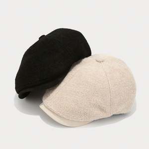 Béret britannique vintage pour homme et femme, chapeau d'automne et d'hiver en laine d'agneau épaisse et chaude, casquette de newsboy pour l'extérieur - Product Image 2