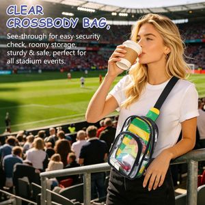Bolso Bandolera Deportivo para Mujer, con Rayas, Verde y Amarillo, PVC, Mini Bolso Mensajero, Personalizable, para Uso Diario - Product Image 6