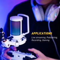 Microphone de jeu USB Type-C A6T à condensateur, directivité cardioïde, léger, kit micro de studio filaire RGB avec bras articulé pour le gaming