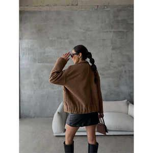 Veste en polaire Boucle pour femme, marron, automne, manches longues, style S - Product Image 3