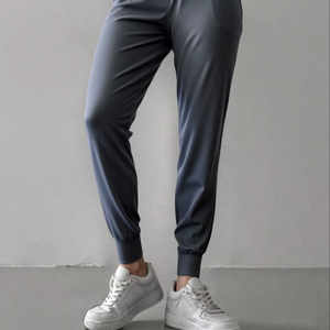 Pantaloni da Jogger elasticizzati a vita alta da donna comodi ed eleganti pantaloni Hip Hop a gamba dritta con elastico in vita - Product Image 1