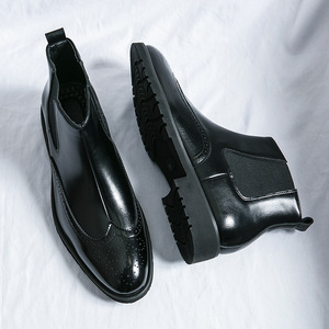 Bottes pour hommes les plus vendues, bottes de travail britanniques tendance à tige haute, chaussures décontractées à tige mi-haute polyvalentes pour hommes - Product Image 4