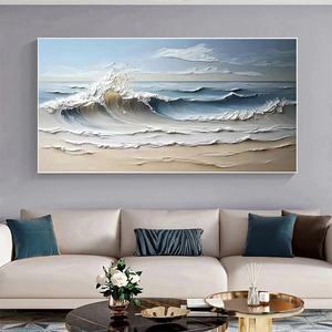 Peinture texturée, art mural contemporain sur toile, toile abstraite texturée luxueuse, grandes vagues océaniques pour la maison et la galerie - Product Image 2