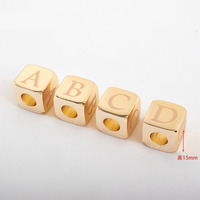 9mm 12mm 15mm alliage initiale carré perle breloques pour bracelet fabrication de bijoux or Alphabet lettre Cube perles