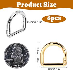 D Rings For Purse Pcs D Ring Spring Key Hooks Silver And <b>Gold</b> Metal Keyring Clip For DIY Crafts Keychain Belt <b>Backpacks</b> Handbag - Product Image 2