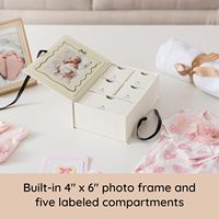 Boîte cadeau haut de gamme étanche pour baptême de bébé avec tiroir à 5 compartiments, pelliculage mat et gaufrage