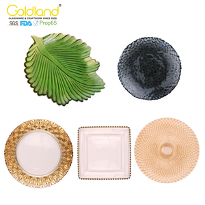 Assiettes à dîner créatives personnalisées, assiettes de chargeur en verre de couleur noire, vaisselle ronde volcanique en verre décoration - Product Image 2