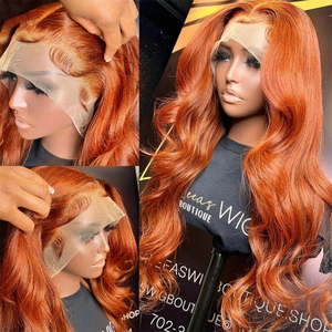# Perruque Lace Front sans colle 350 Ginger <span class=keywords><strong>Orange</strong></span> Body Wave HD Frontal en cheveux humains indiens bruts naturels noirs pour femmes - Product Image 3
