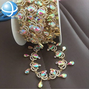 Chaînes de strass métalliques en rouleaux pour costumes de danse, robes de mariée, ceintures, accessoires de décoration - Product Image 1