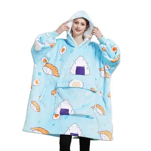 Горячая распродажа, носимая толстовка с капюшоном, одеяла, гигантский шерпа, оверсайз, вязаное одеяло с капюшоном, одеяло