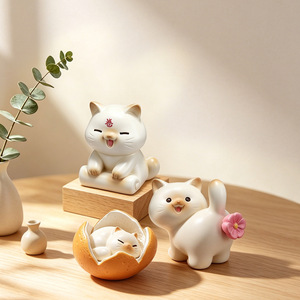 Caja Sorpresa de Figuras de Resina Yu Mo Unspeakable Cat, Adornos de Animales de Dibujos Animados para Decoración del Hogar, Regalo - Product Image 1