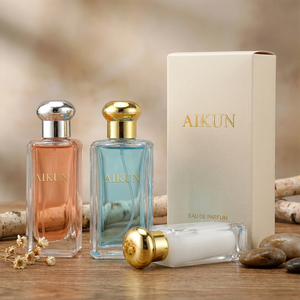 Aikun 50ml Low MOQ Quick Custom Rectangular Glass Gold Foil Logo Any Scent Long Lasting Perfume <b>Gift</b> Set for Niche Brands - Product Image 2