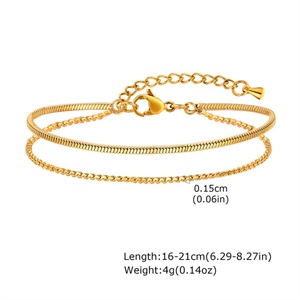 Bracelet minimaliste en acier inoxydable plaqué or, chaîne serpent superposée pour femmes - Product Image 6