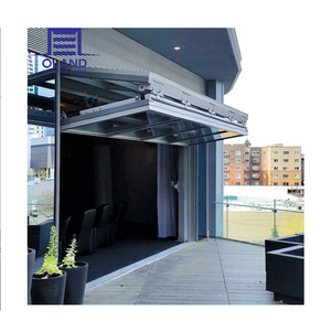 Porte de garage en verre à double battant automatique moderne sans rail, porte pliante électrique pour usage commercial et résidentiel - Product Image 1