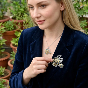 Broche et pendentif en topaze bleue de Londres naturelle, en argent sterling 925, bijoux fins faits à la main, cadeau de luxe, plaqué rhodium - Product Image 6