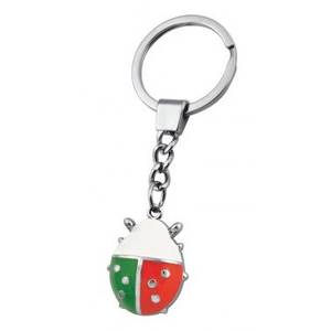 Porte-clés Coccinelle Vert Blanc Rouge en Émail – Cadeau Promotionnel - Product Image 1