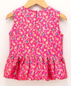 Twisha Combinaison élégante pour filles, style ethnique, col halter orange, style dhoti, pour les occasions spéciales (6 mois à 14 ans) - Product Image 3