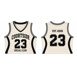 Débardeur de basket-ball personnalisé pour femme en maille, imprimé Courtside Social Club, sans manches, pour le jour du match, vente en gros - Product Image 6