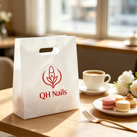 Sac de courses en PE découpé sur mesure avec logo, à poignée annulaire à quatre doigts, recyclable, impression offset, vente en gros