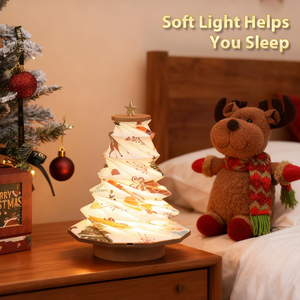 Nuova Lampada a Vento Decorativa <span class=keywords><strong>da</strong></span> Tavolo, Decorazione Festiva per la Casa, Lampada di Carta Pieghevole, Lampada di Carta a Forma di Albero di Natale, Luce LED a Batteria - Product Image 3