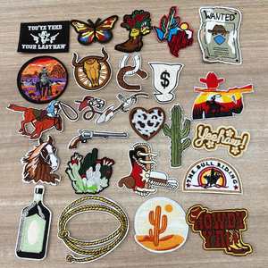 Western Outdoor Wild West <b>Cowboy</b> Hat <b>Boot</b> Iron-on Embroidery Patches Custom Wholesale Embroidered Patches for Clothes - Product Image 1