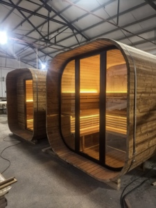 HELIUS Sauna à vapeur traditionnel extérieur personnalisé pour 4 personnes Sauna tonneau en bois de cèdre avec poêle - Product Image 4