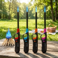 Briquet Électrique Portable à Flamme Turbo, Rechargeable au Butane, Idéal pour Cuisine, Bougies, Barbecue, Réchaud de Camping - Nouveauté Promotionnelle