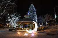 Balançoires de patio en forme de croissant de lune pour paysage mobilier d'extérieur à LED balançoire décorative pour jardin et parc