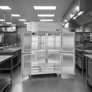 Équipement de réfrigération pour cuisine commerciale Réfrigérateur vertical à quatre portes à dégivrage automatique de 31,89 pouces de large 6 étagères réglables - Product Image 2