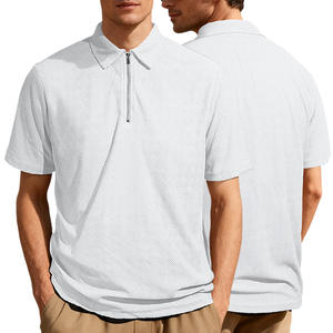 Polo de Verano Casual para Hombre, Estilo Europeo Americano, con Cierre, Manga Corta, Azul Marino, Diseño a Rayas de Poliéster, Corte Holgado - Product Image 4