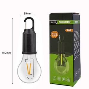 <span class=keywords><strong>Lampe</strong></span> de <span class=keywords><strong>camping</strong></span> LED solaire rechargeable 2W, IP44, Type-C, batterie 400mAh, ampoule à filament chaud, lanterne de tente extérieure à intensité variable avec crochet - Product Image 6