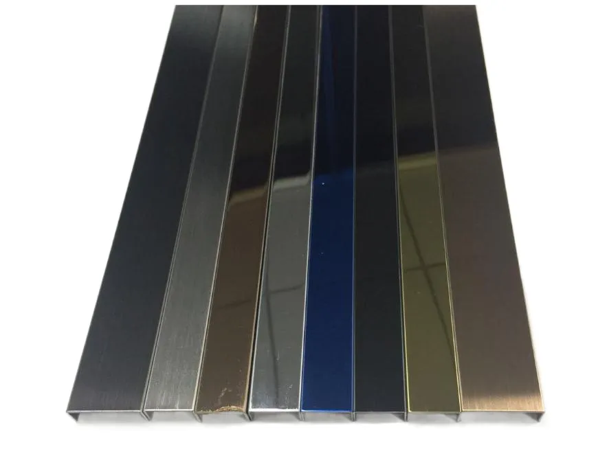 Tiras de pared de metal 304, accesorios de perfil de acero inoxidable, perfil interior en forma de U en acero