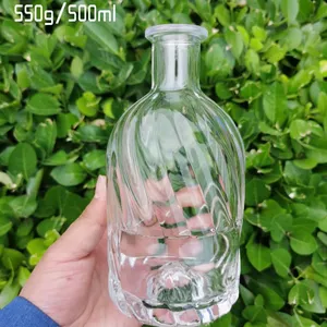 Tùy Chỉnh Con Lăn/Vòng/Quảng Trường Logo Riêng Glass Rượu Chai Cho Rượu Rum Gin Vodka Whisky 700Ml Chai