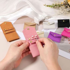 <b>Mini</b> Travel Jewelry Case Rolls PU Leather Foldable Jewelry <b>Pouch</b> Soft Microfiber Jewelry Organizer for Ring Earring Necklace - Product Image 2