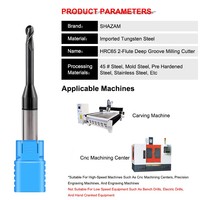Fraise à billes à double denture HRC65, en carbure de tungstène avec revêtement nano noir, outil de fraisage CNC