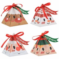 Pyramidenförmige Papier-Geschenkbox Weihnachtsthema Lebensmittel-Kartonbox Recycelbar Schwamm Kaugummi Individuell Selbstaufrichtend Direkt ab Werk