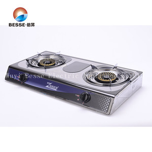 Cuisinière à gaz 2 brûleurs en acier inoxydable, cuisinière à gaz autonome, cuisinière de cuisine manuelle pour usage domestique - Product Image 2