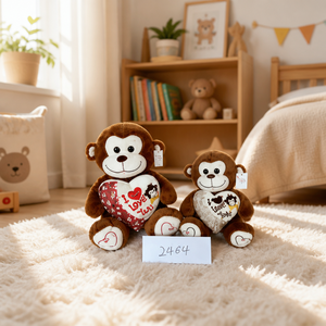 Set di Giocattoli Scimmia in <span class=keywords><strong>Peluche</strong></span> Personalizzati all'Ingrosso, 2 Misure, Animale Imbottito <span class=keywords><strong>con</strong></span> Decorazione a <span class=keywords><strong>Cuore</strong></span> '<span class=keywords><strong>Ti</strong></span> <span class=keywords><strong>Amo</strong></span>', Simpatica Scimmia Marrone per Regalo Bambini - Product Image 3